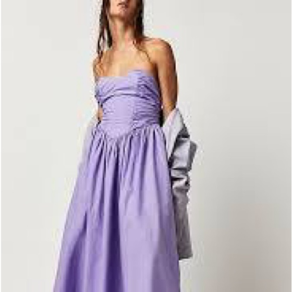 Free People Cohen Poplin Midi Dress in Light Purple Womens